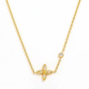 18K Gold Plated Cubic Zirconia Flower Necklace